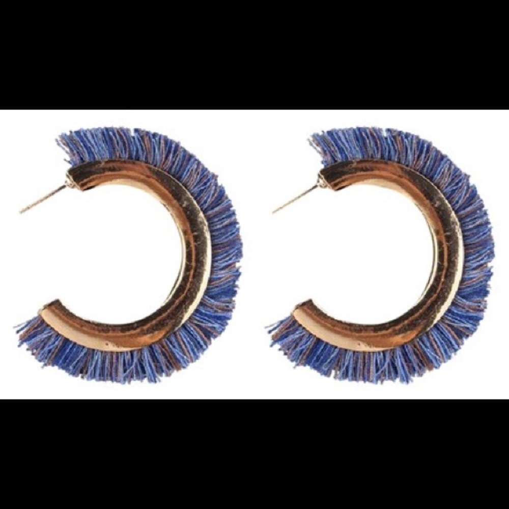 Blue Thread Hoops - Picture 2 of 3